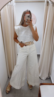 CREAM STRIPED TSHIRT
