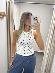 POLKA DOT RIBBED RACERBACK BASIC TOP