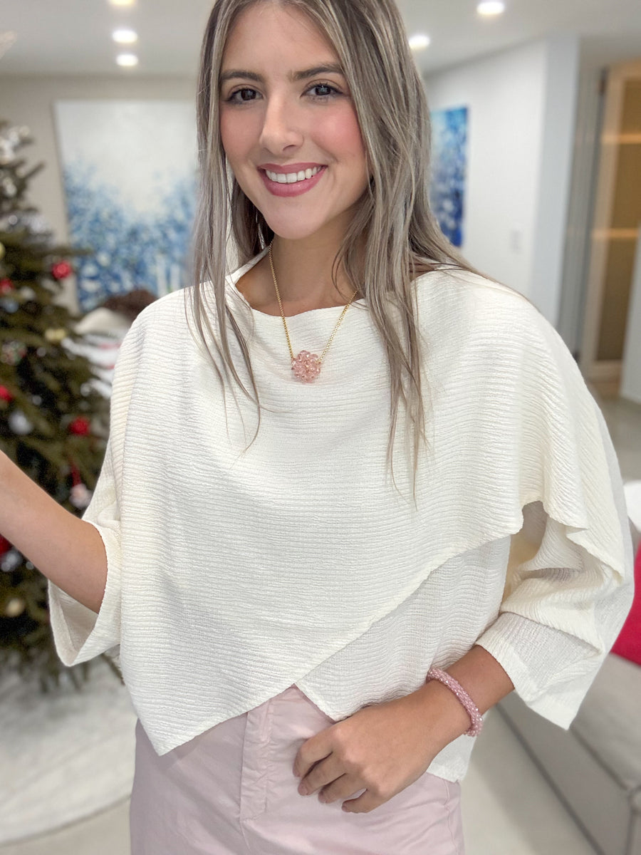 X FORM CREAM TUNIC BLOUSE