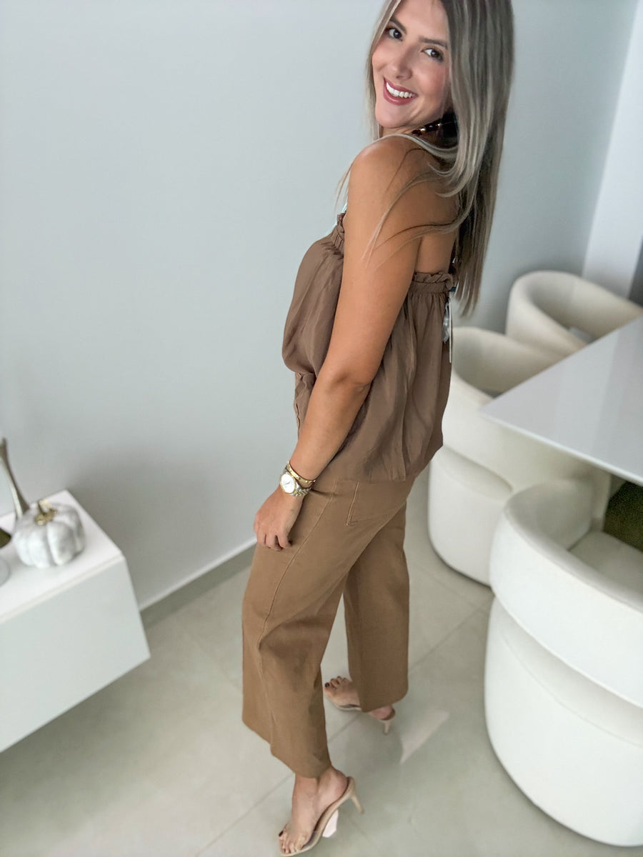 CAMEL DENIM STRETCHY PANTS