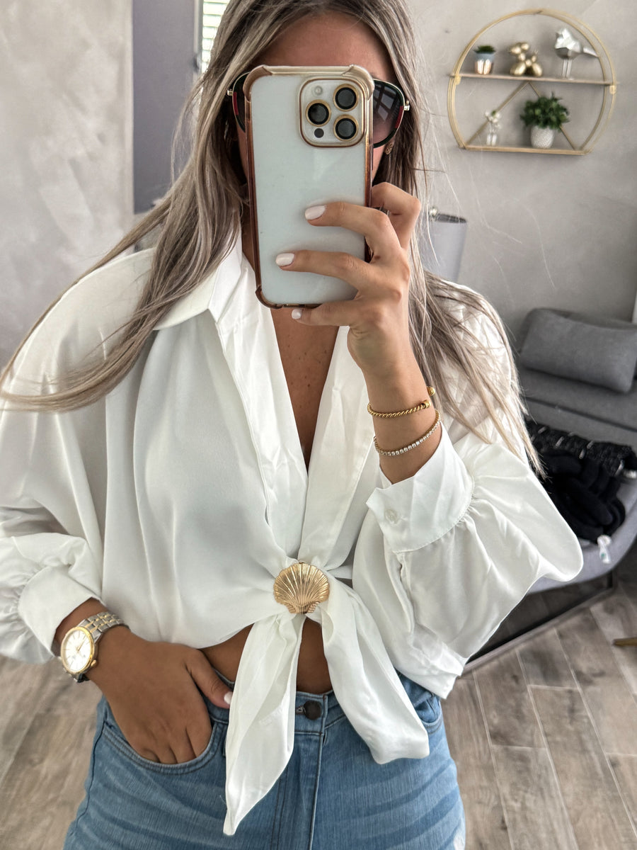 ONE SIZE SATIN KNOT BLOUSE