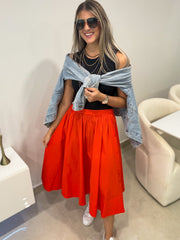 ORANGE MIDI SKIRT