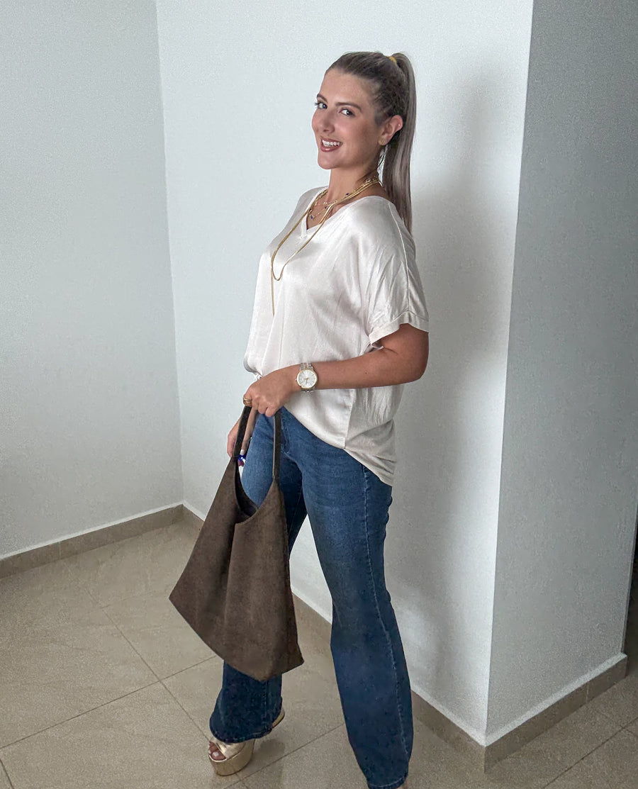 CHAMPAGNE SILKY BLOUSE