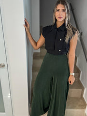 BLACK CROP BUTTONED JACKET