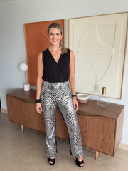 BLACK/SILVER SEQUIN STRETCHY PANTS