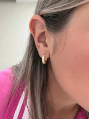 THIN GOLD PAVE MINI HUGGIE EARRINGS