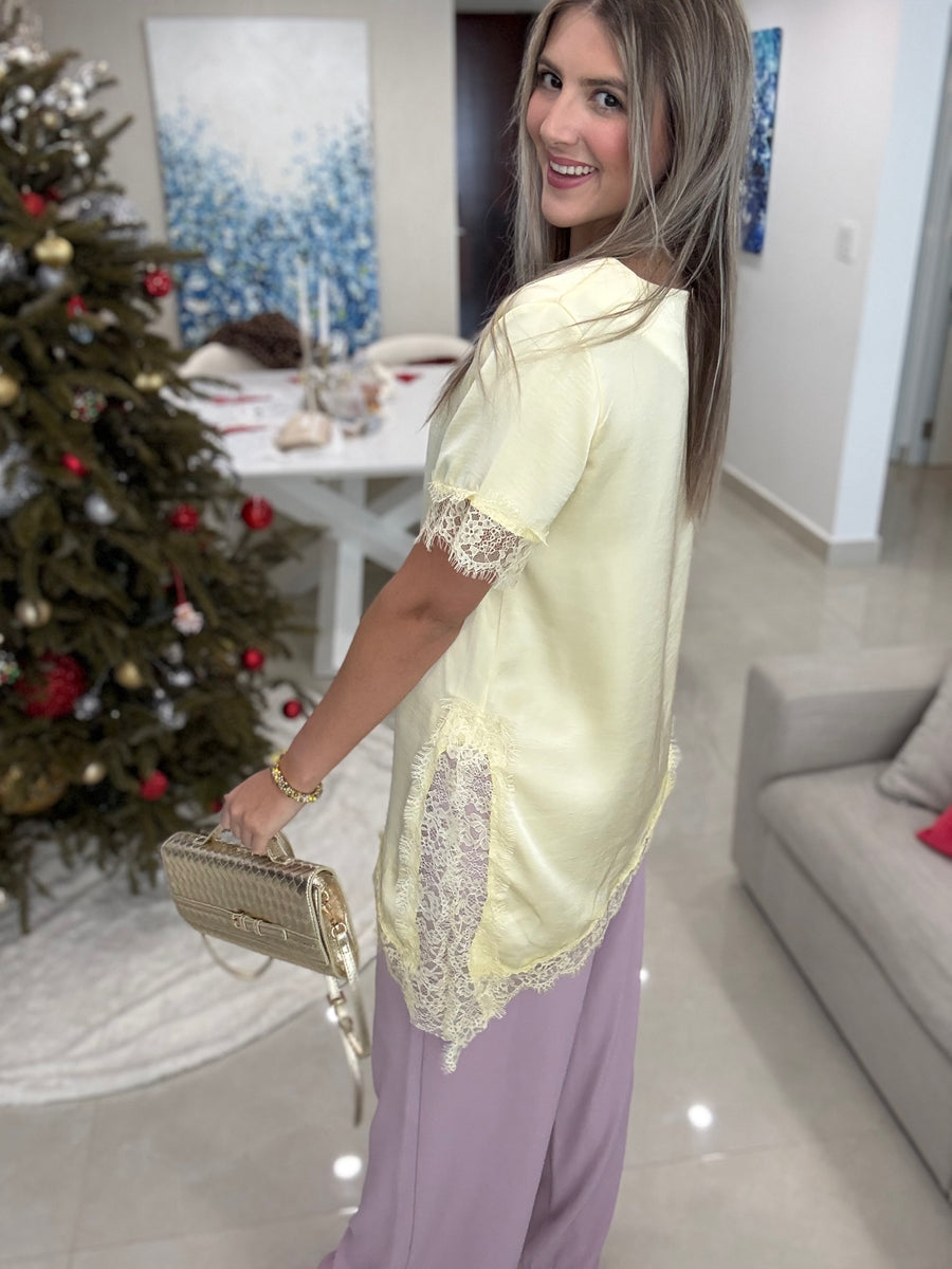 PASTEL SATIN LACE TOPS