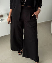 BLACK LONG WIDE LEG PANTS