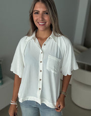 IVORY 3/4 SLEEVES BLOUSE