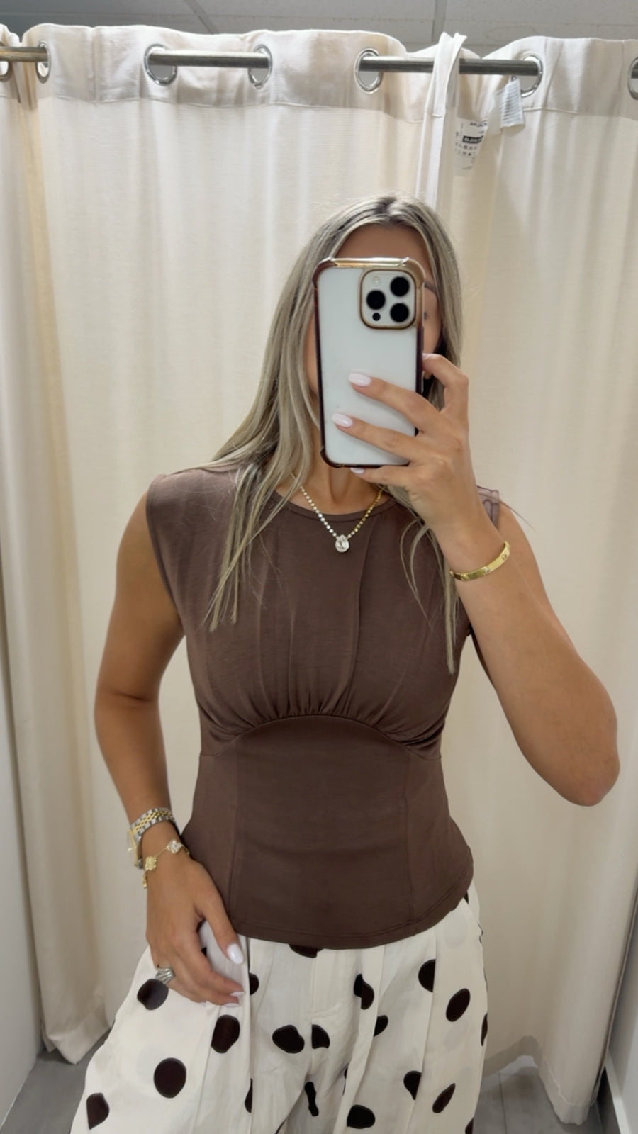 BROWN CORSET STYLE MODAL STETCHY BLOUSE