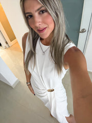 WHITE GOLD DETAILED DRESS