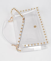 GOLD STUDDED TRANSPARENT CROSSBODY