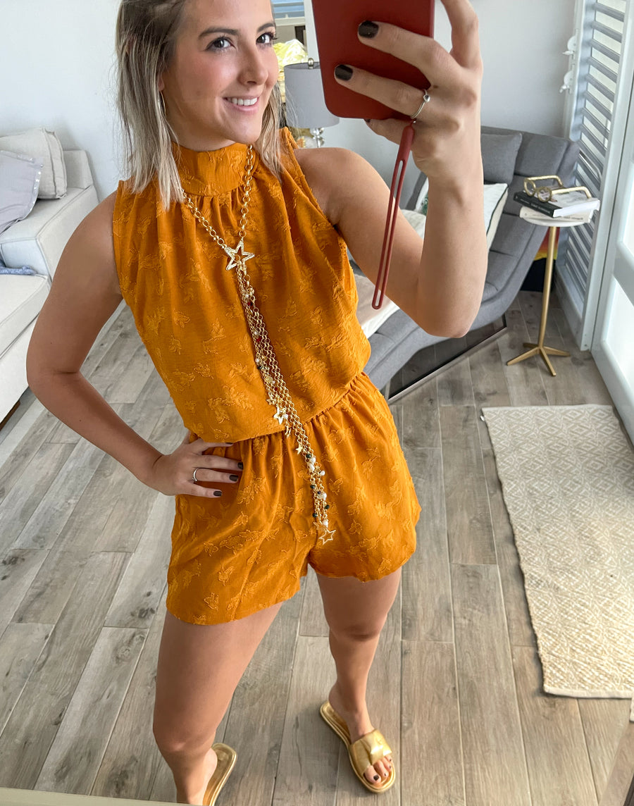 MUSTARD ELASTIC SHORTS