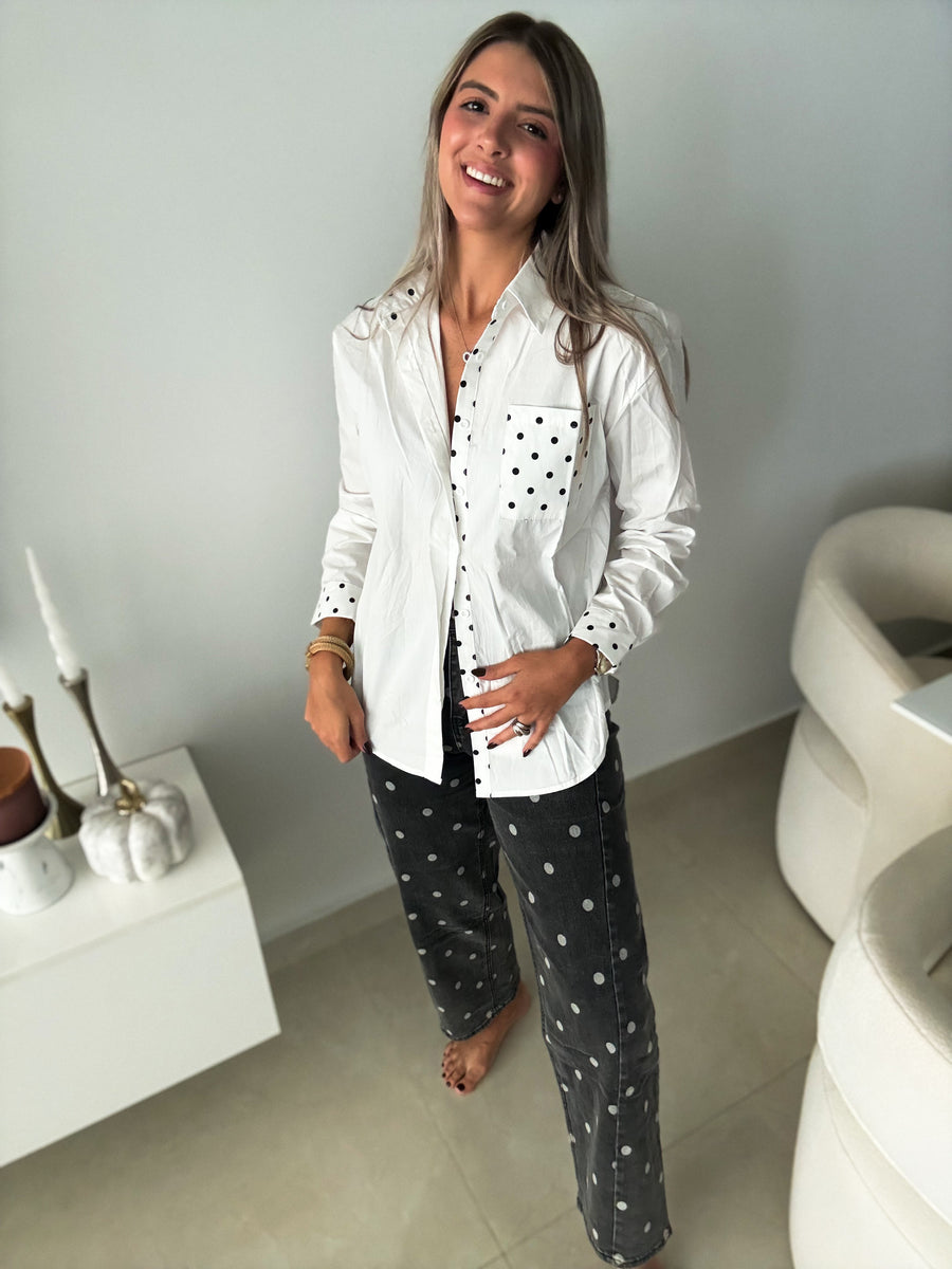 POLKA DOT STRETCH JEANS