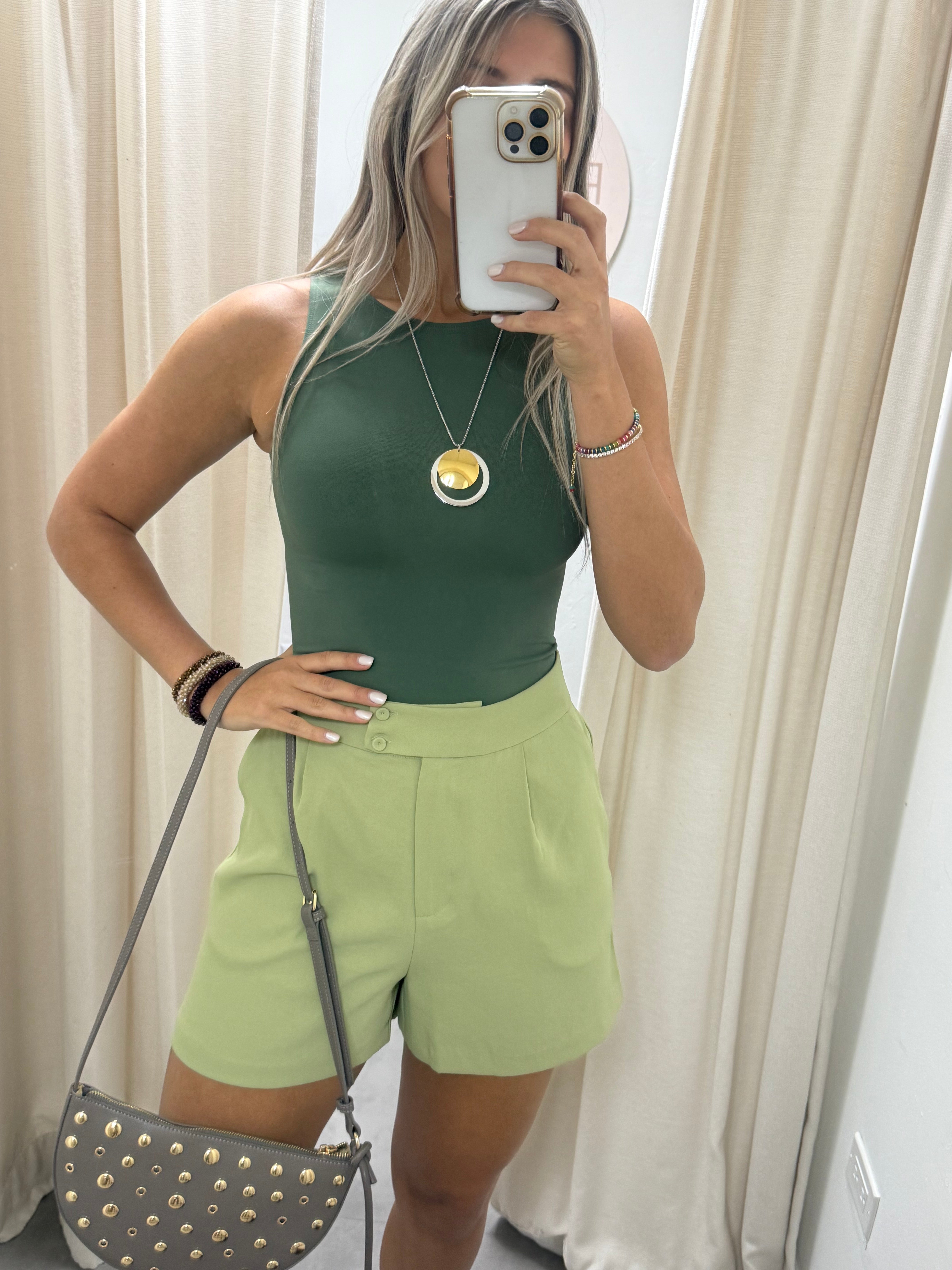 LIGHT OLIVE TAILORED SHORTS