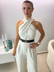 GRAY HALTER JUMPSUIT