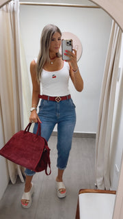 DENIM STRETCHY BARREL JEANS