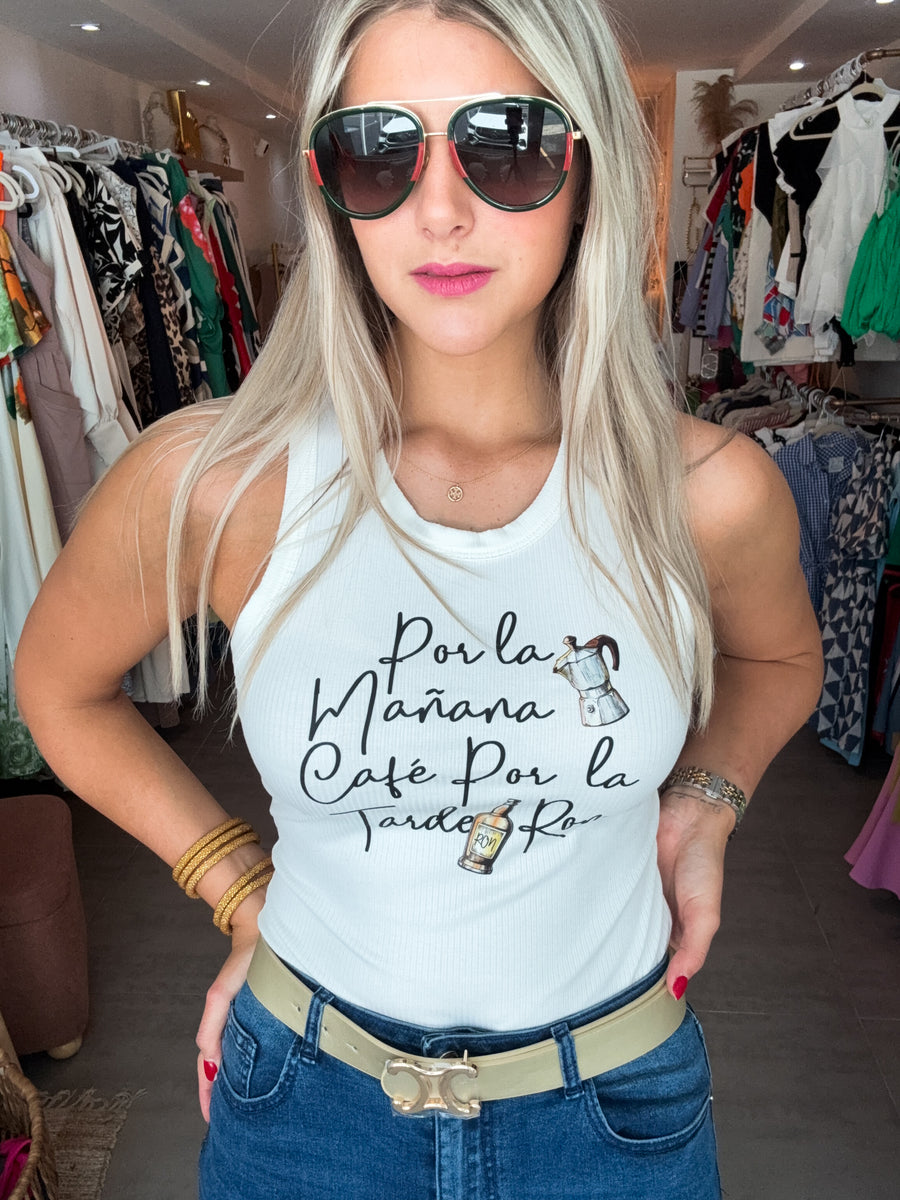 WHITE CAFÉ & RON TANK TOP