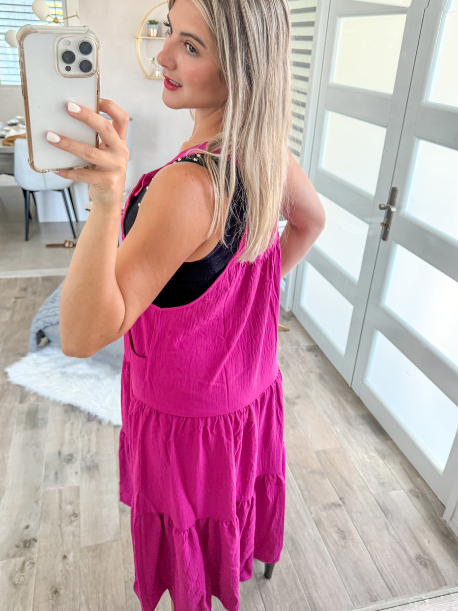 MAGENTA OVERALL DRESS