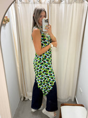 PIA GREEN PRINT ASYMMETRIC BLOUSE