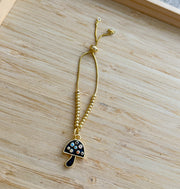 BLACK MULTICOLOR MUSHROOM ADJUSTABLE BRACELET