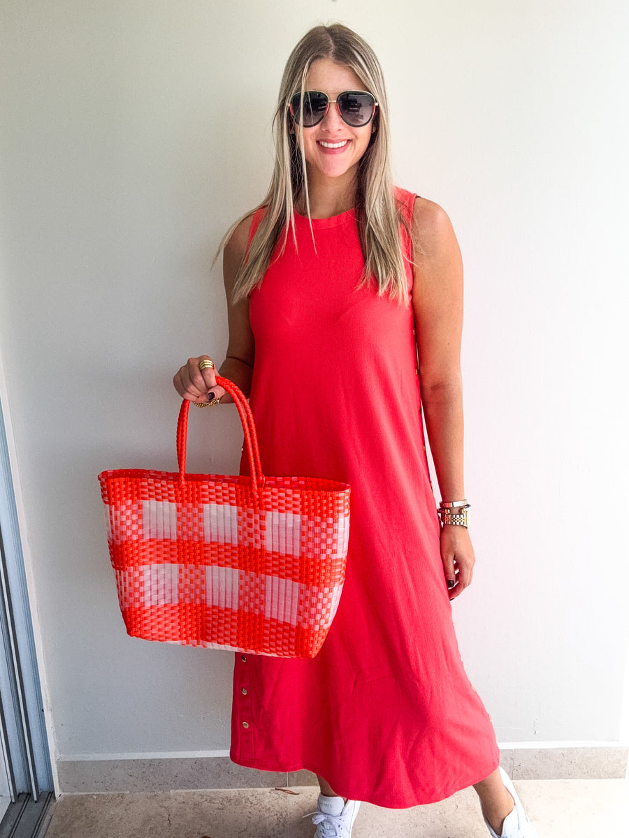 CORAL STUDDED DRESS