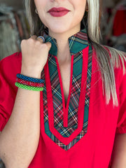 RED CHRISTMAS COLLAR BLOUSE