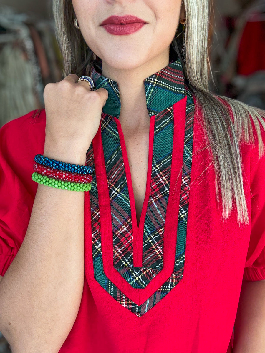 RED CHRISTMAS COLLAR BLOUSE