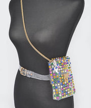 RHINESTONE BELT BAG W/CHAIN