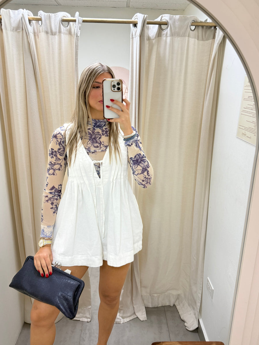 WHITE DENIM ROMPER