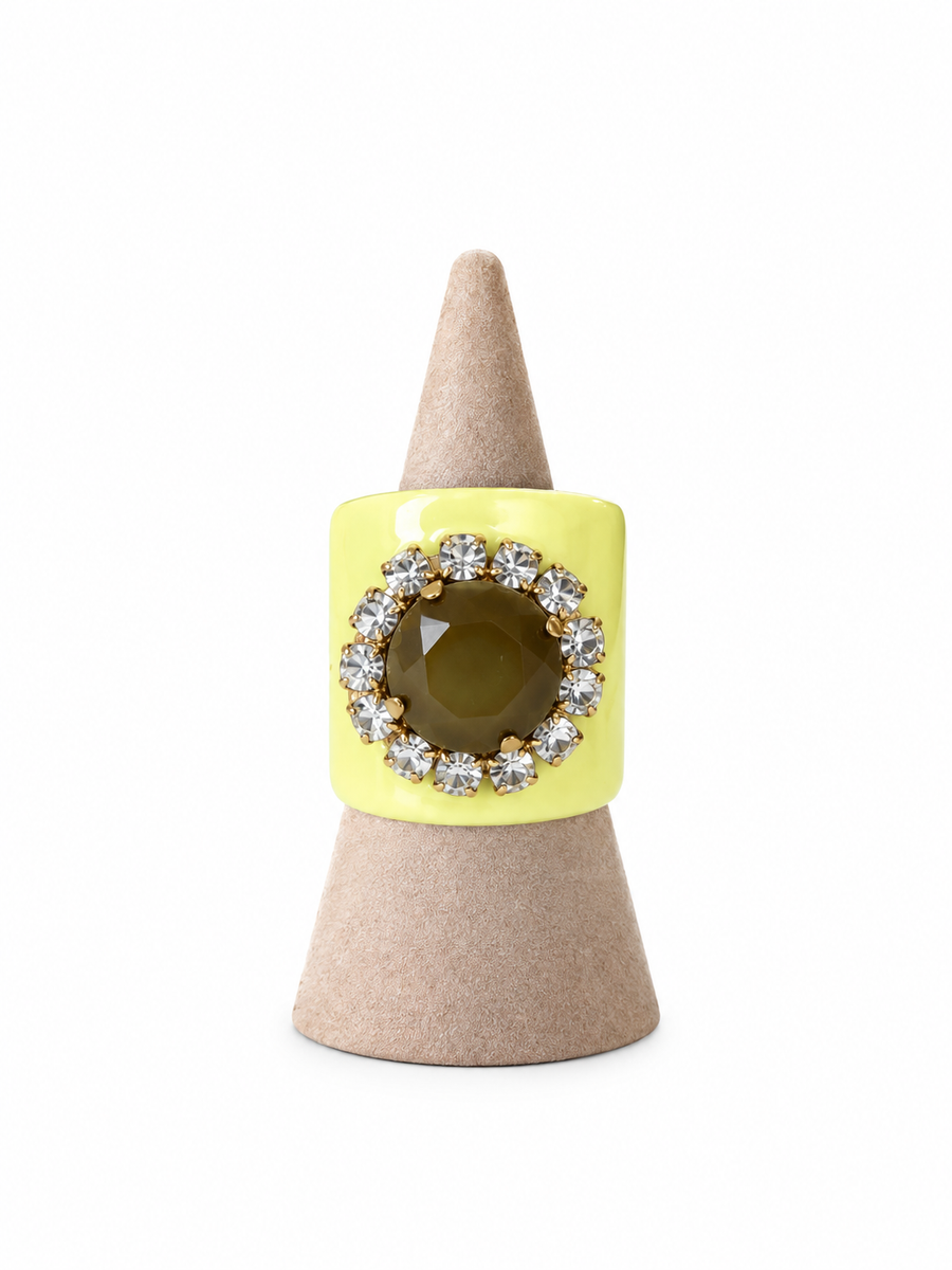 JACCI RING IN ENAMEL YELLOW / DUNE COWBOY