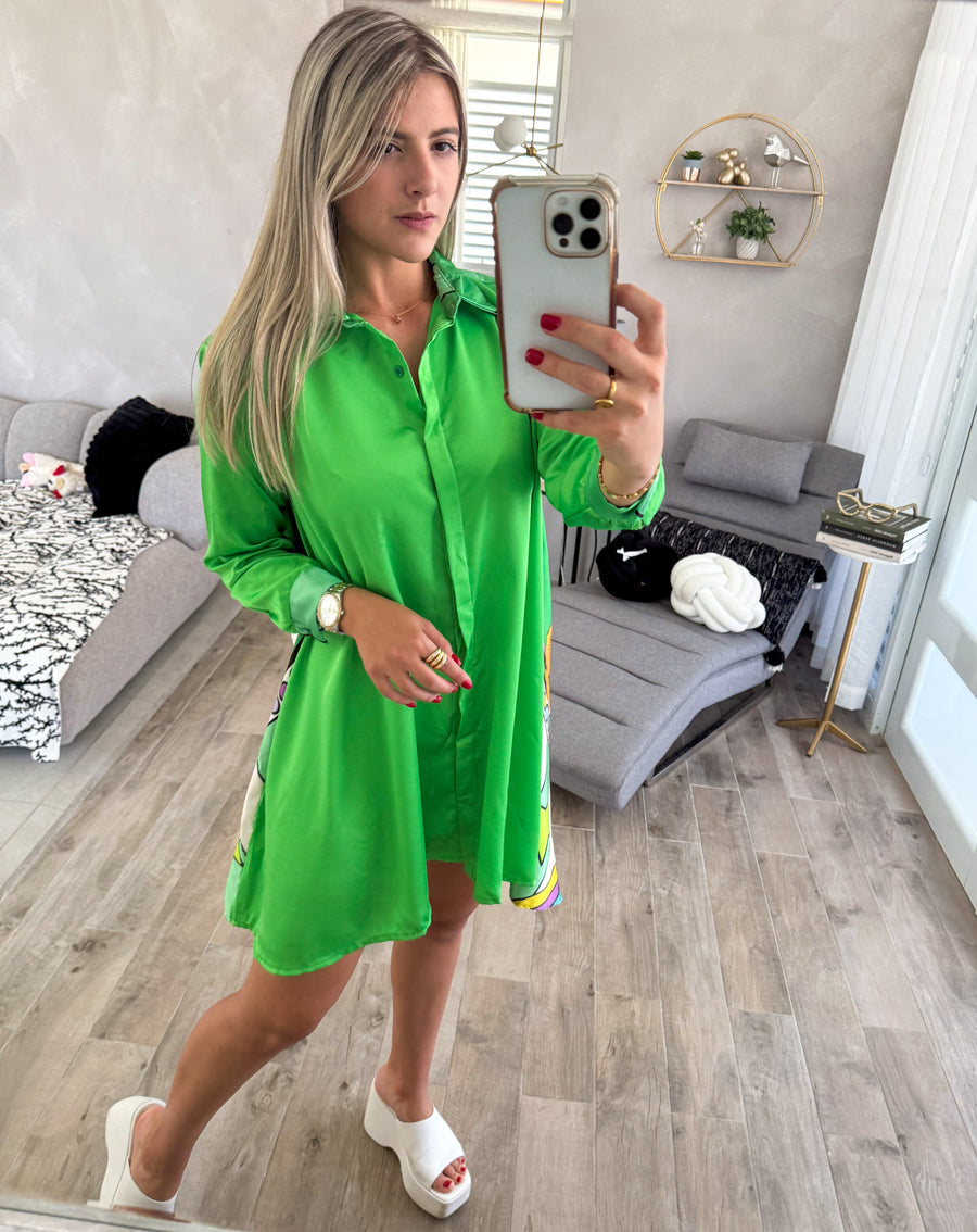 LION SATIN HIGH LOW BLOUSON/DRESS