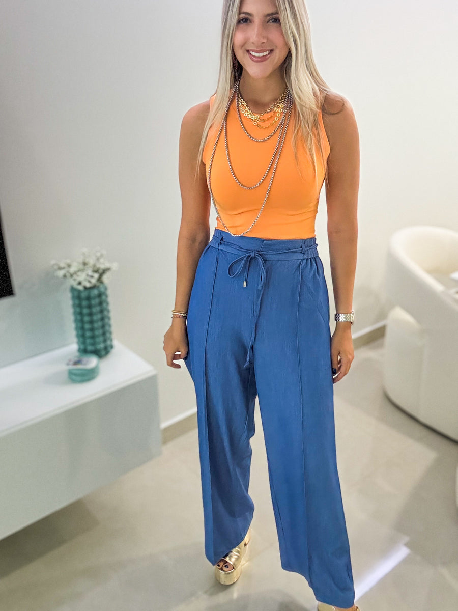 MEDIUM DENIM WIDE LEG PANTS