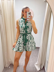 GREEN EMBROIDED ELEGANT DRESS