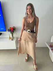 LATTE BELTED SKIRT