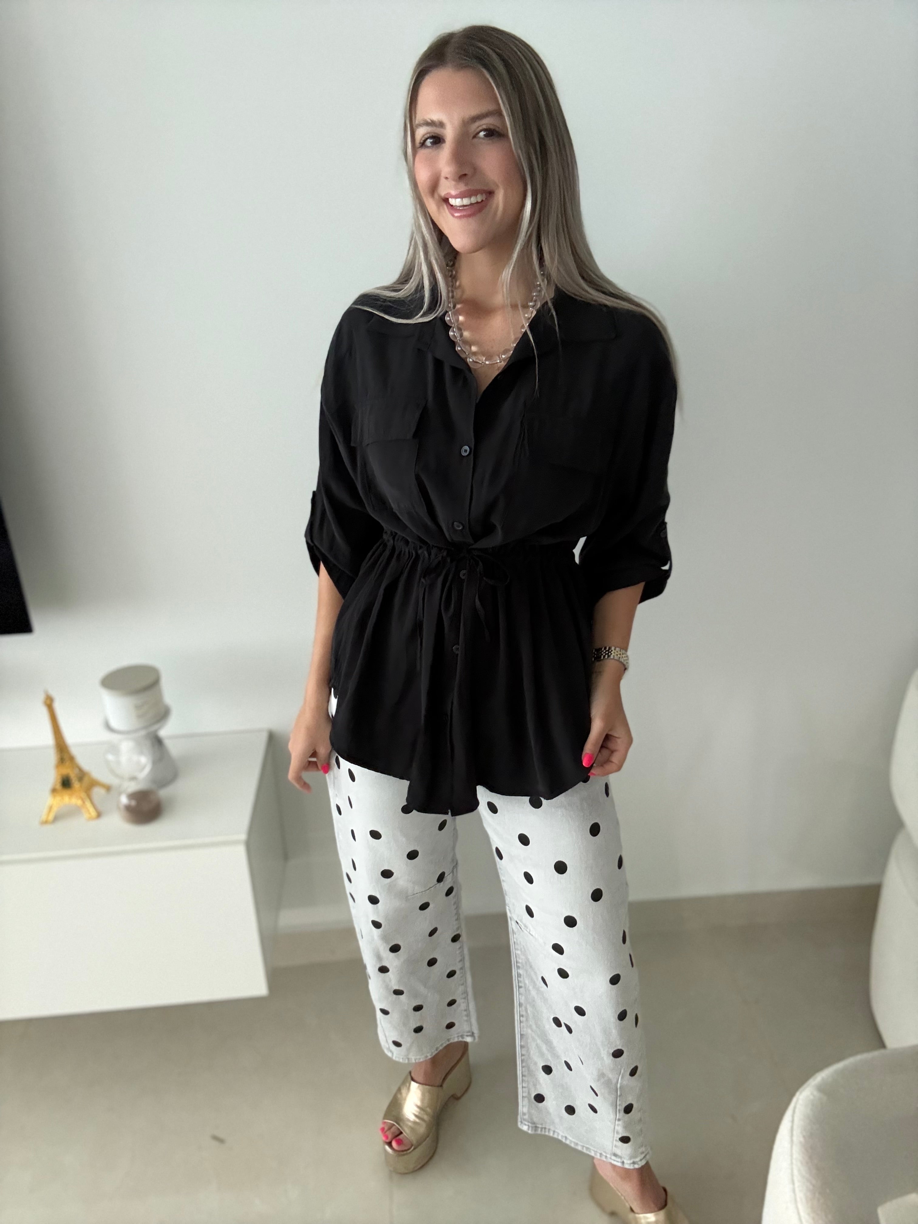 BLACK POLKA DOT JEANS