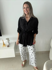 BLACK CARDIGAN BLOUSE