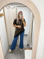 ONE SIZE SATIN LACE SHORT SLEEVE TOPS