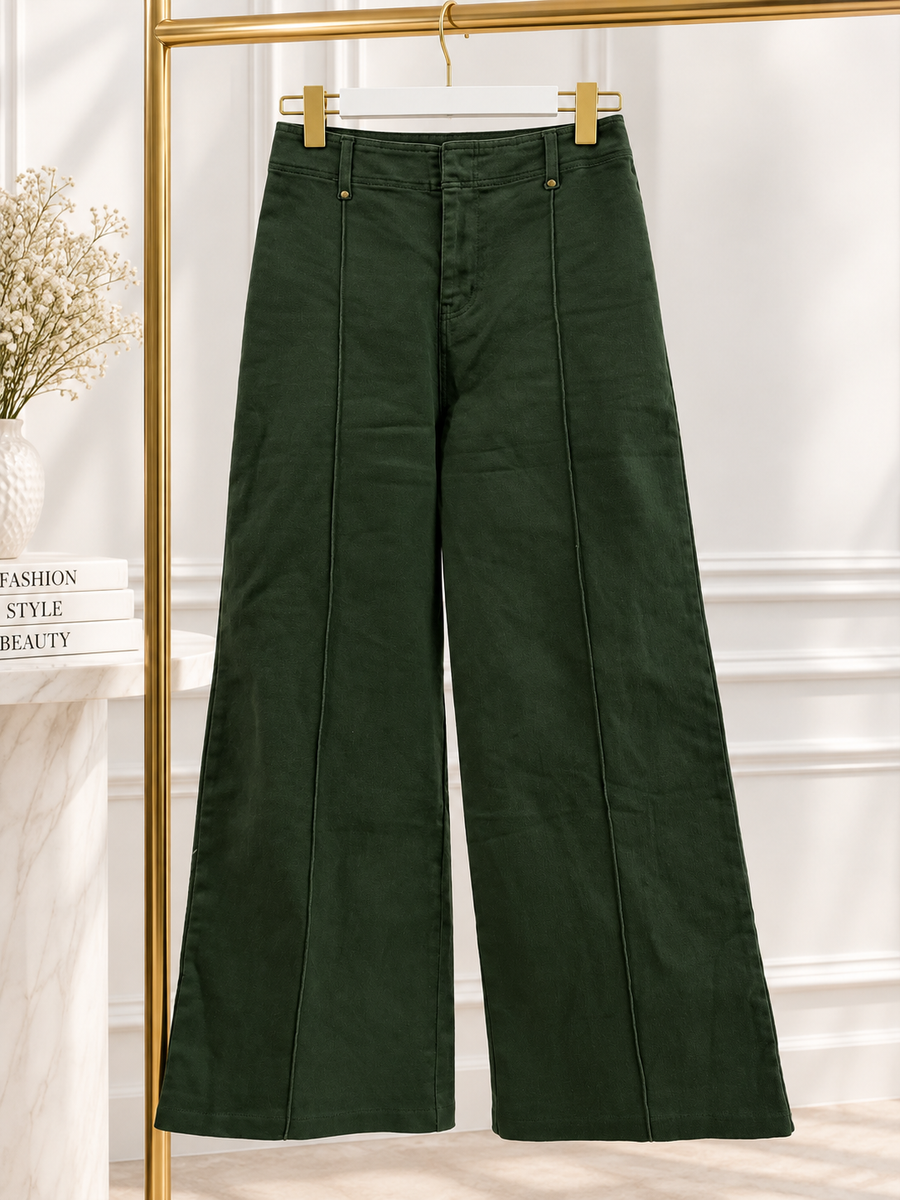 GREEN DENIM STRETCHY PANTS