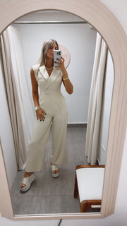 BEIGE TAILORED JUMPSUIT