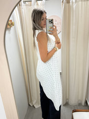 PIA WHITE EYELET ASYMMETRIC BLOUSE