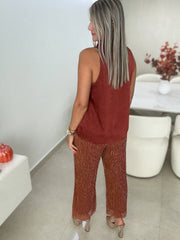 RUST LUREX METALLIC PALAZZOS