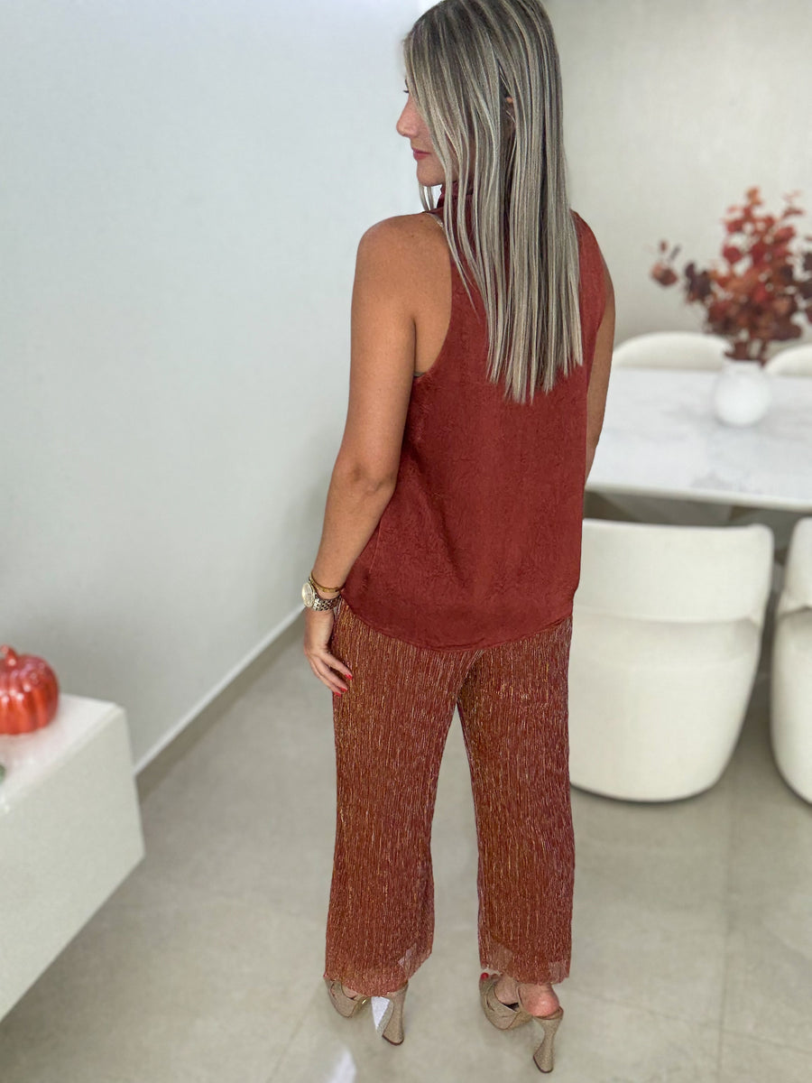 RUST LUREX METALLIC PALAZZOS