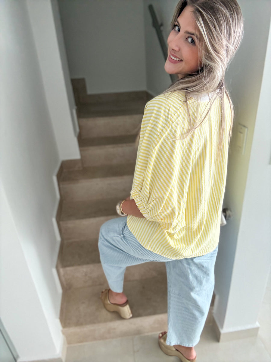 YELLOW STRIPED TUNIC TOP
