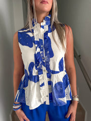 ROYAL BLUE EYELET BLOUSE