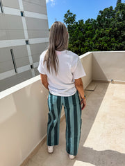 STRIPED BARREL PANTS