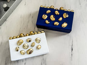 GOLD METAL ACCENT IRREGULAR BLOCK-SHAPED BOX BAG