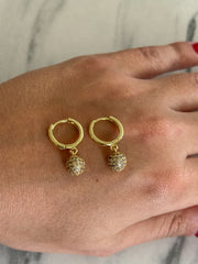 CLEAR PAVÉ BALL HUGGIE EARRINGS