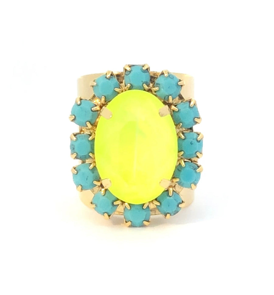 SUSI NEON YELLOW TURQUOISE RING
