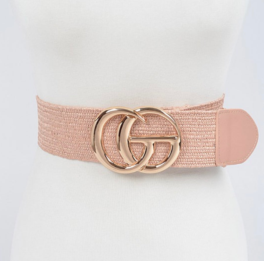 METAL BUCKLE STRAW BELT